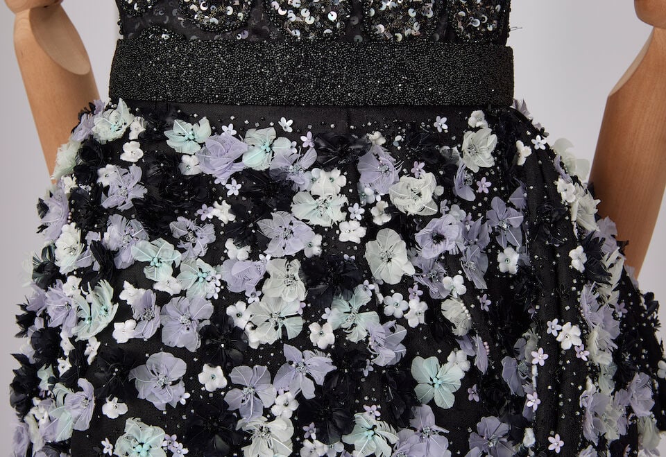 Ralph & Russo Haute Couture: Black Embroidered Silk Gazar and Organza Cocktail Dress Spring/Summ - 2