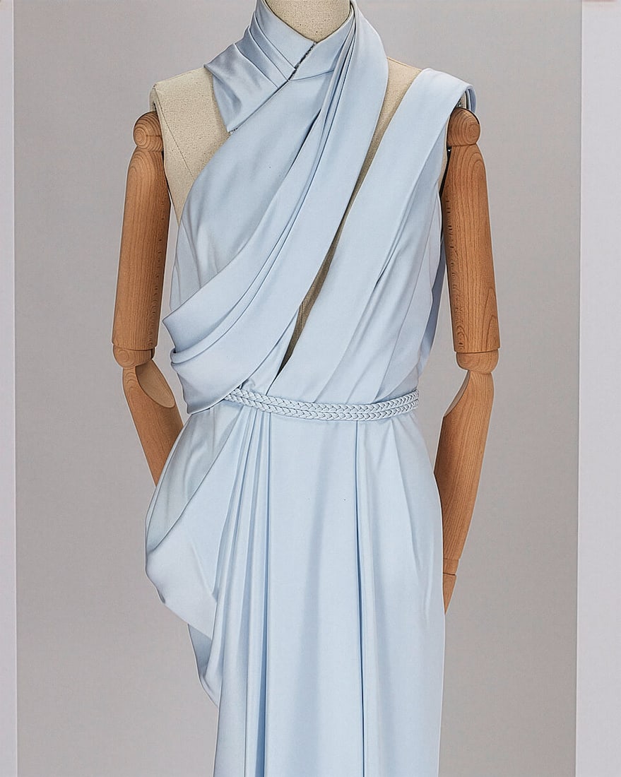 Ralph & Russo Haute Couture: Pale Blue Silk Satin Gown Autumn/Winter 2016, Runway Look 39 - 2