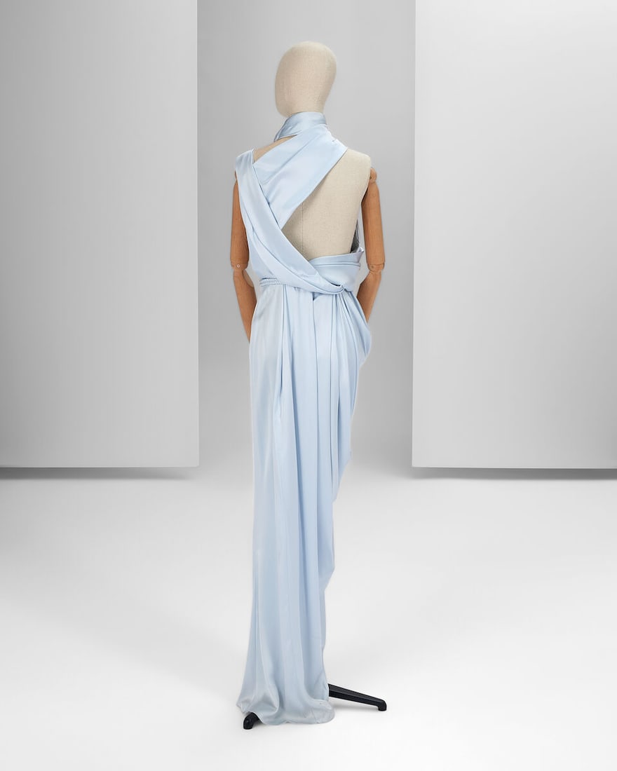 Ralph & Russo Haute Couture: Pale Blue Silk Satin Gown Autumn/Winter 2016, Runway Look 39 - 3
