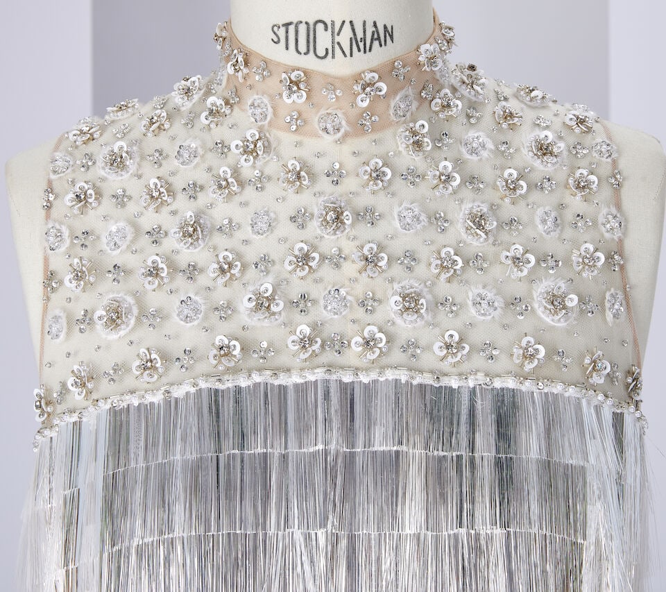 Ralph & Russo Haute Couture: Silver Foil Fringe Dress Spring/Summer 2017, Runway Look 29 - 2