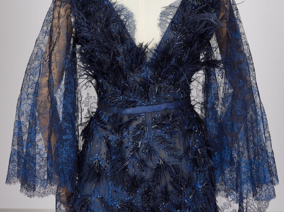 Ralph & Russo Haute Couture: Metallic Sapphire Chantilly Lace Gown Autumn/Winter 2017, Runway Lo - 2