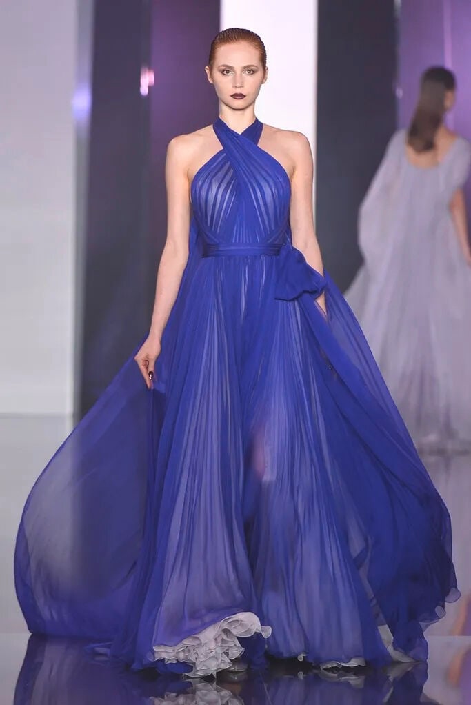 Ralph & Russo Haute Couture: Electric Violet Silk Chiffon Gown Autumn/Winter 2014, Runway Look 1 - 5