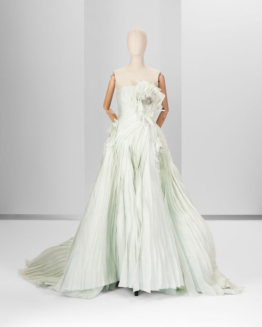 Ralph & Russo Haute Couture: Pale Mint Strapless Ballgown Spring/Summer 2018, Runway Look 10: Ralph & Russo Haute Couture: Pale Mint Strapless Ballgown Spring/Summer 2018, Runway Look 10 Pale mint strapless silk organza ballgown featuring shaped organza ribbon embroidery and 3D f