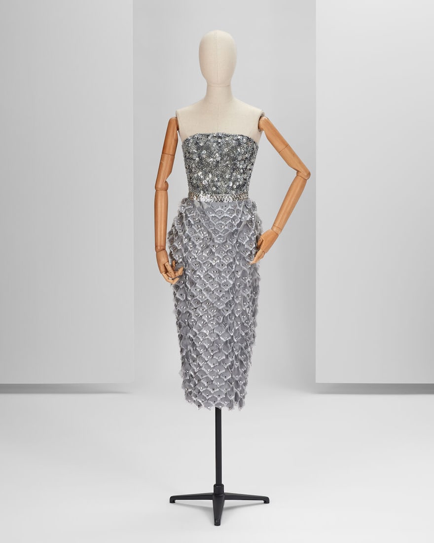 Ralph & Russo Haute Couture: Gunmetal Tulle and Organza Scallops Cocktail Dress Autumn/Winter 20 (1 of 4)