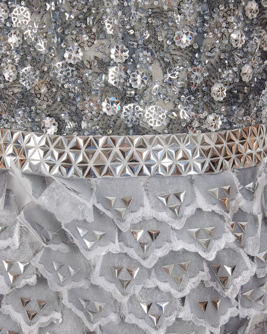 Ralph & Russo Haute Couture: Gunmetal Tulle and Organza Scallops Cocktail Dress Autumn/Winter 20 - 2