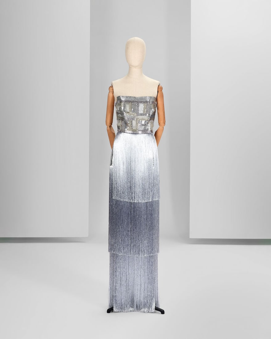 Ralph & Russo Haute Couture Exclusive: Silver Mirror Velvet Corset Evening Dress (1 of 3)