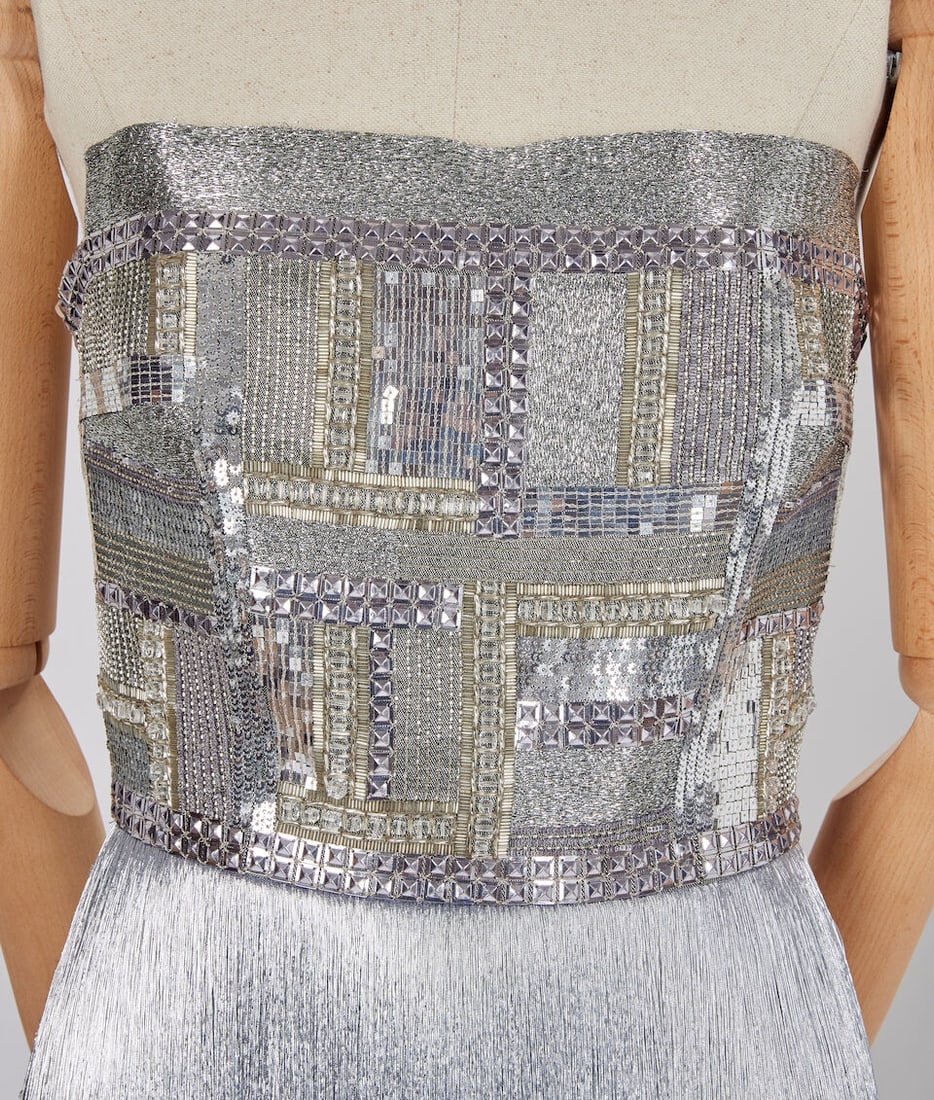 Ralph & Russo Haute Couture Exclusive: Silver Mirror Velvet Corset Evening Dress - 2