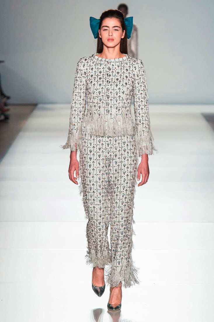 Ralph & Russo Haute Couture: Pale Mint Embroidered Trouser Suit Spring/Summer 2020, Runway Look  - 4