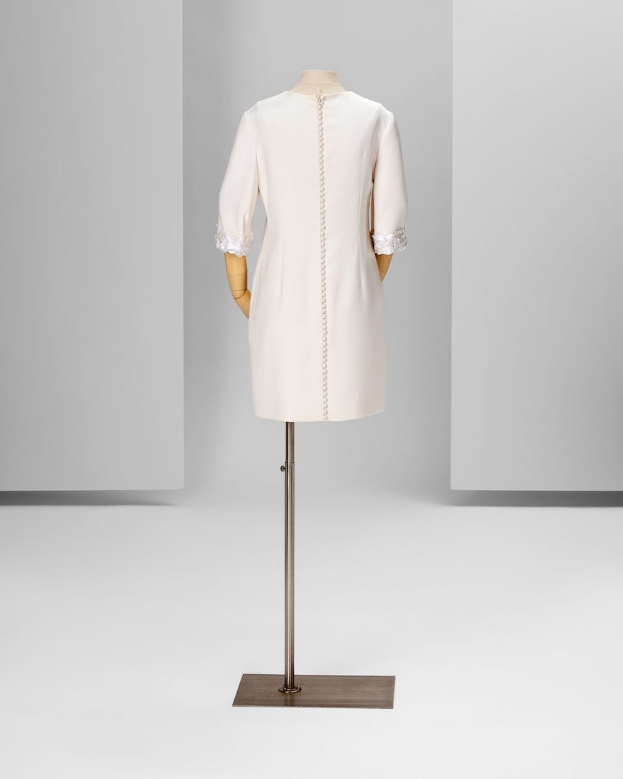 Ralph & Russo Haute Couture Exclusive: Off White Light Silk Crepe Mini Dress - 3