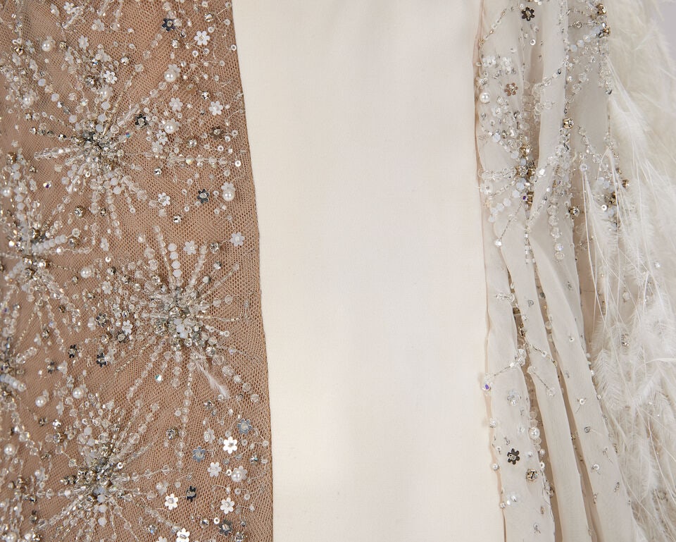 Ralph & Russo Haute Couture: Ice White Silk Crepe and Feather Column Gown Autumn/Winter 2018, Ru - 4