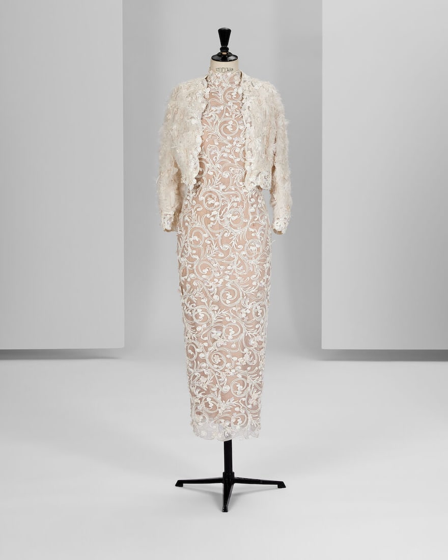 Ralph & Russo Haute Couture: White Silk Organza Cocktail Dress and Jacket Spring/Summer 2017, Ru: Ralph & Russo Haute Couture: White Silk Organza Cocktail Dress and Jacket Spring/Summer 2017, Runway Look 6 White silk organza cocktail dress with a baroque hypertube-paint, frosted with glass