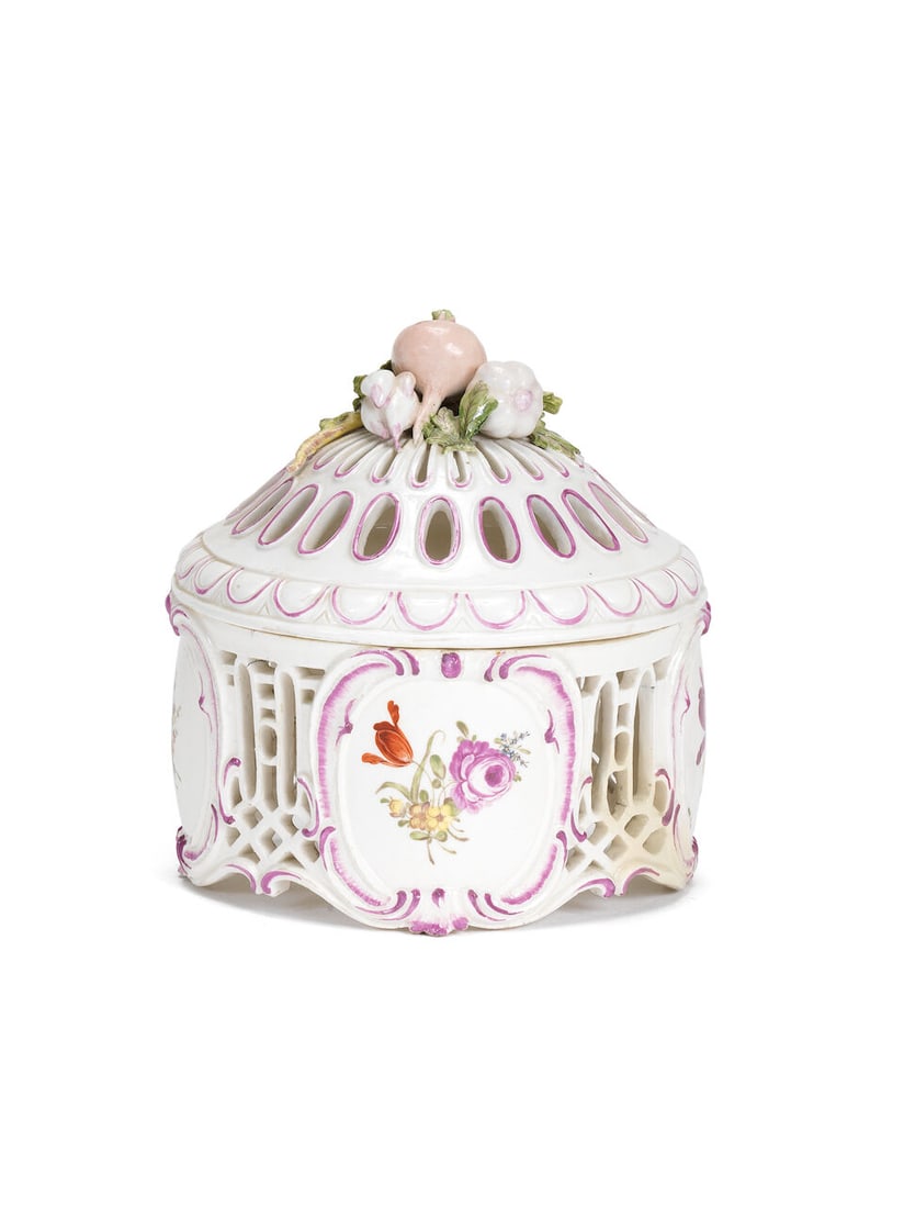 A rare Ludwigsburg chestnut basket and cover, circa 1780 (1 of 1)