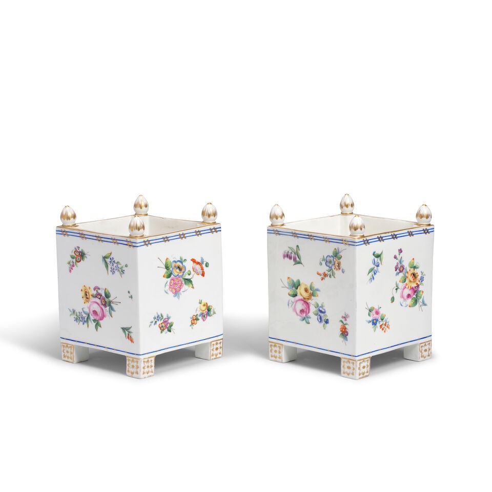 Two Sèvres-style bulb pots or caisses à fleurs, late 19th or early 20th century