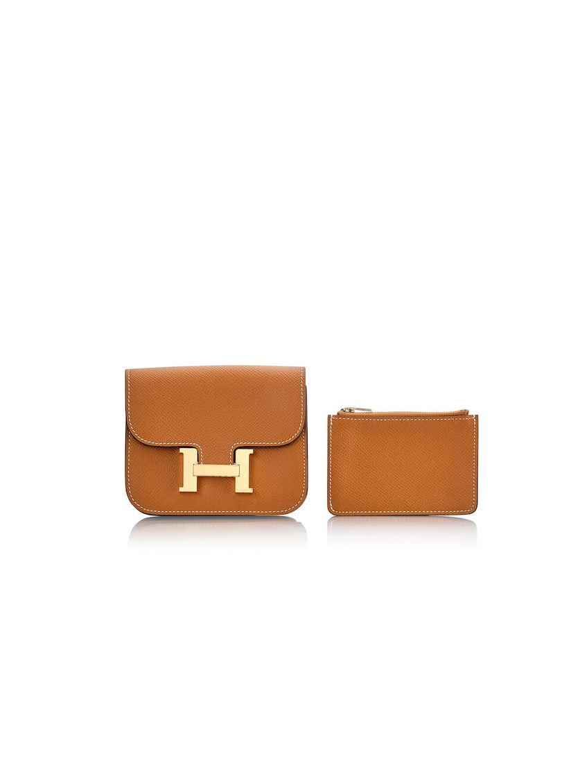 (NO RESERVE) HERMÈS: TOFFEE EPSOM CONSTANCE SLIM WALLET WITH GOLD HARDWARE 2023 (Includes s... - 2
