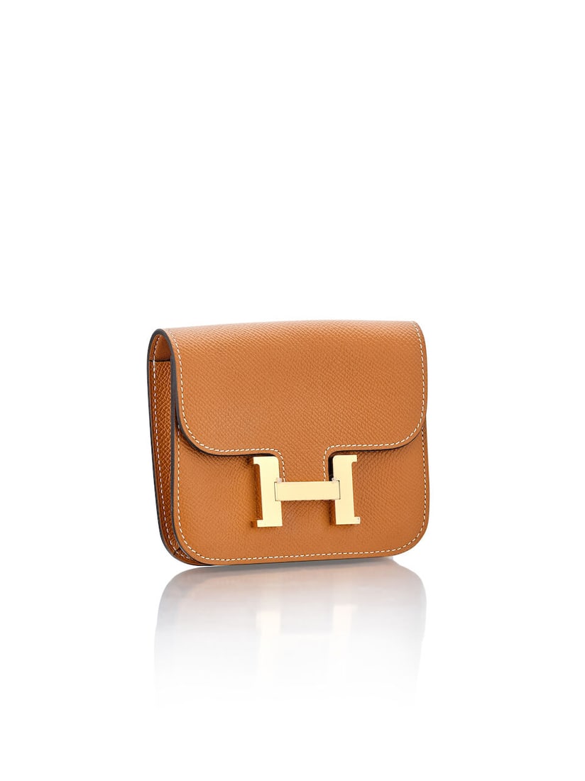 (NO RESERVE) HERMÈS: TOFFEE EPSOM CONSTANCE SLIM WALLET WITH GOLD HARDWARE 2023 (Includes s... - 3