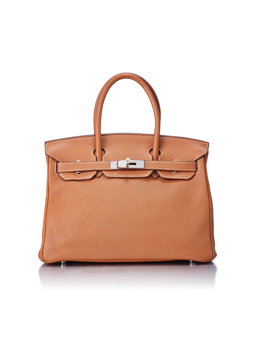 HERMÈS: GOLD TOGO BIRKIN 30 WITH PALLADIUM HARDWARE 2004 (Includes keys, padlock, clochette... (1 of 4)