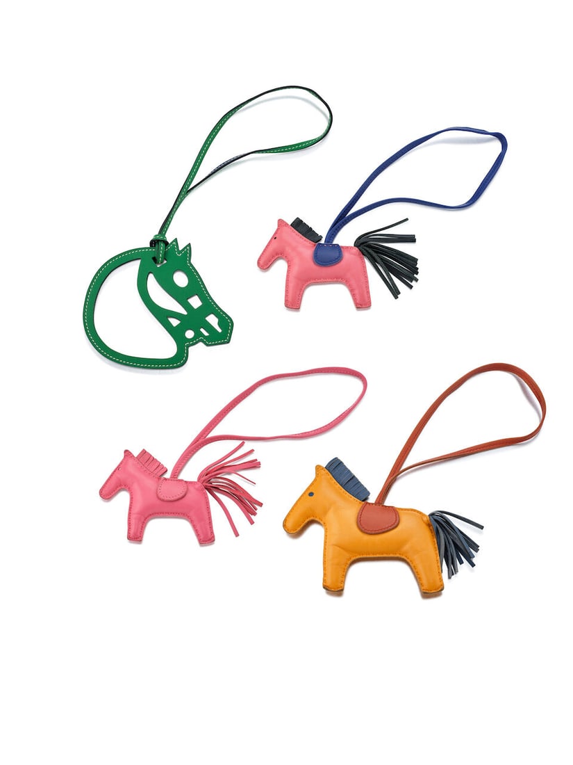 (NO RESERVE) HERMÈS: A SET OF 4 BAG CHARMS (Includes boxes): (NO RESERVE) HERMÈS: A SET OF 4 BAG CHARMS 愛馬仕： 手袋掛飾4件套裝 A set of 4 multicolor bag charms in Rose Azalea/Bleu
