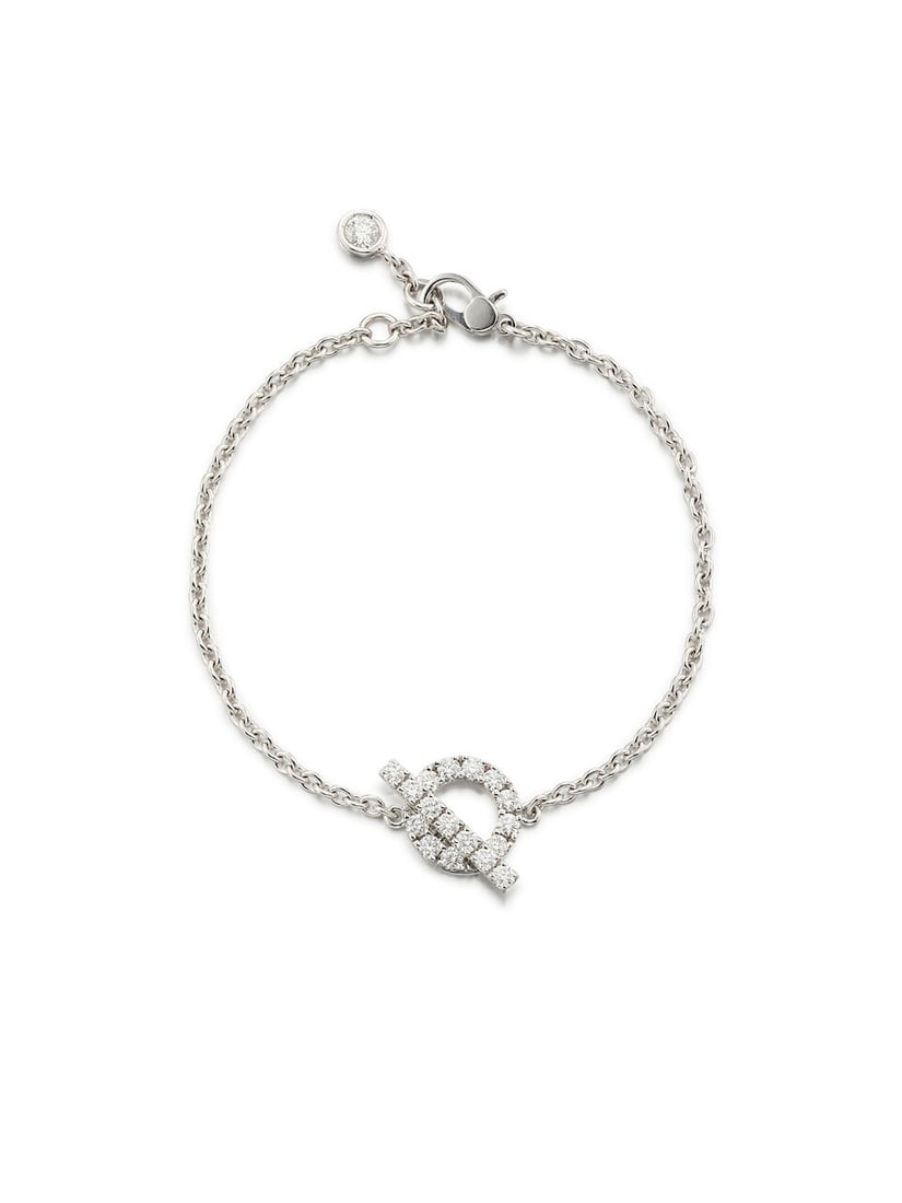 (NO RESERVE) HERMÈS: DIAMOND AND WHITE GOLD FINESSE BRACELET: (NO RESERVE) HERMÈS: DIAMOND AND WHITE GOLD FINESSE BRACELET 愛馬仕：鑽石與白金FINESSE手鏈 - Includes box, gemstone and