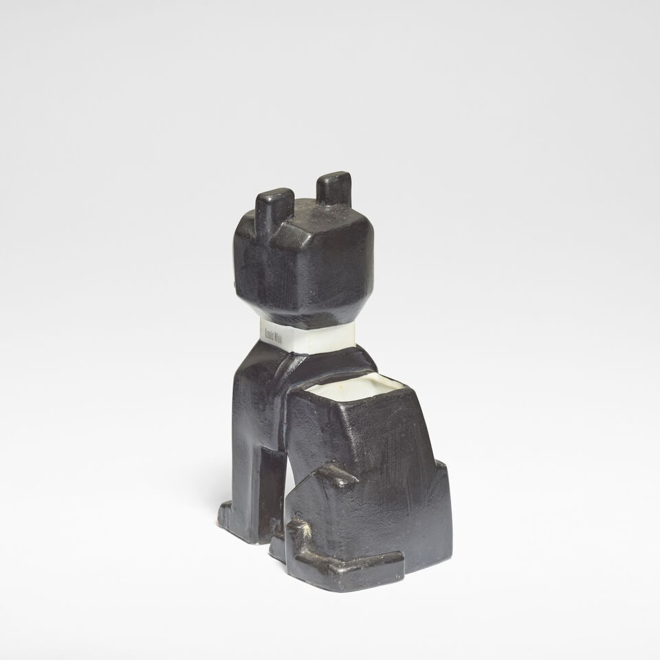 Louis Wain 'Lucky Black Cat' spill vase, designed 1915, executed circa 1930 - 2