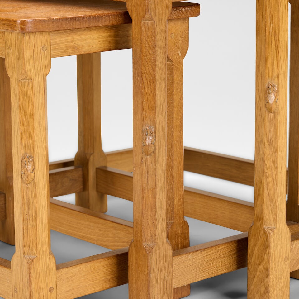 Robert 'Mouseman' Thompson Nest of tables, circa 1950 - 2