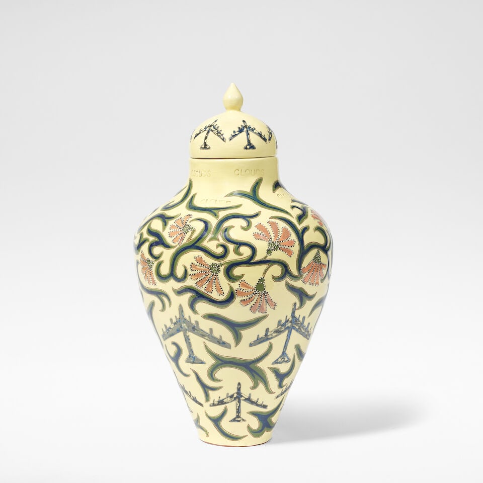 Kitty Shepherd 'Gilly Flowers and B52 Bombers Ceramic Jar', 2004 - 2