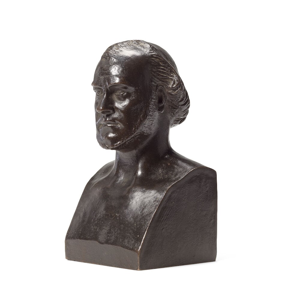 Etienne Hippolyte Maindron (French, 1801-1884): A late 19th century patinated bronze portrait bu... - 3