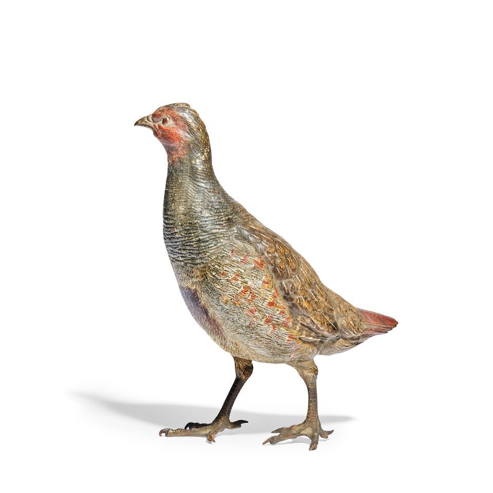 Franz Xavier Bergman (Austrian, 1861-1936): A large cold painted bronze model of an English part... - 2