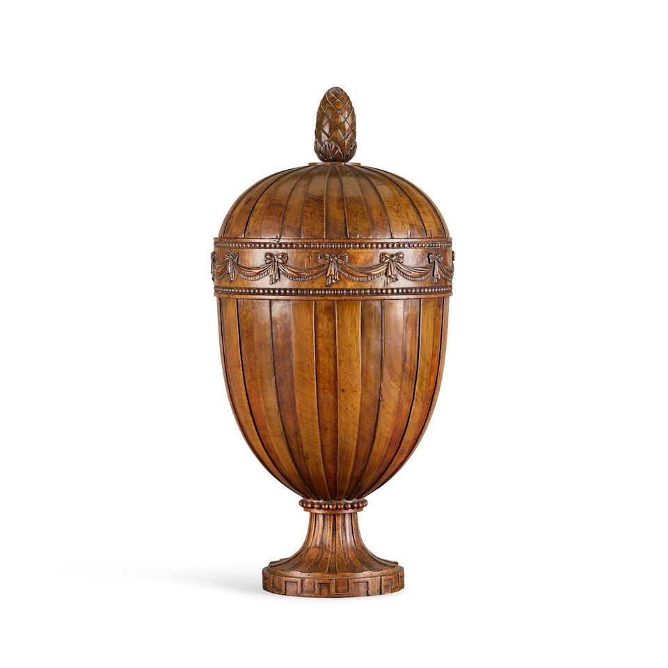 A George III mahogany cutlery urn and cover - 2