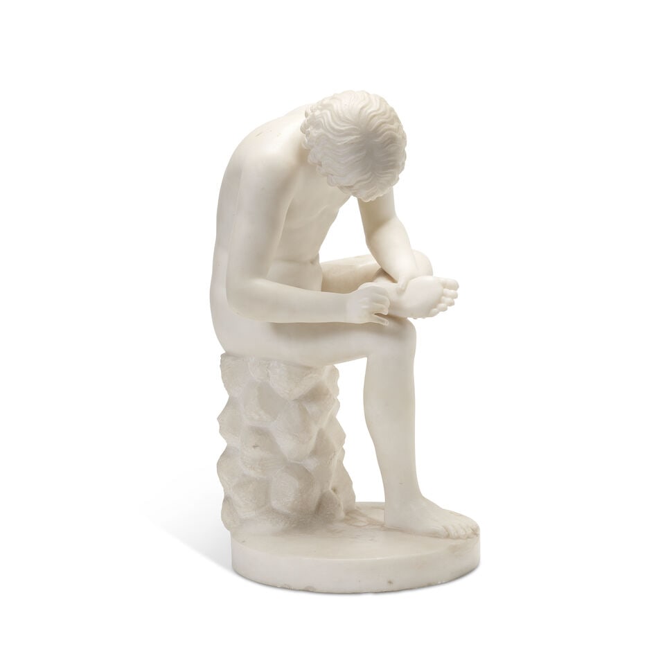An Italian carved white marble figure of The Spinario After the antique, probably late 19th cent... - 2