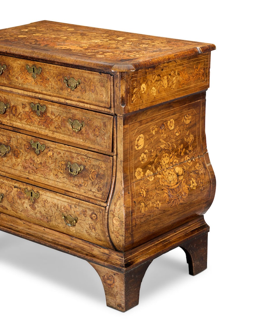 A Dutch second quarter or mid-18th century walnut, featherbanded and fruitwood marquetry chest 1... - 3