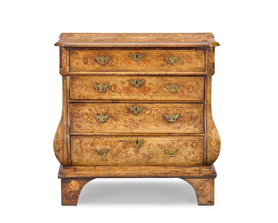 A Dutch second quarter or mid-18th century walnut, featherbanded and fruitwood marquetry chest 1... - 4