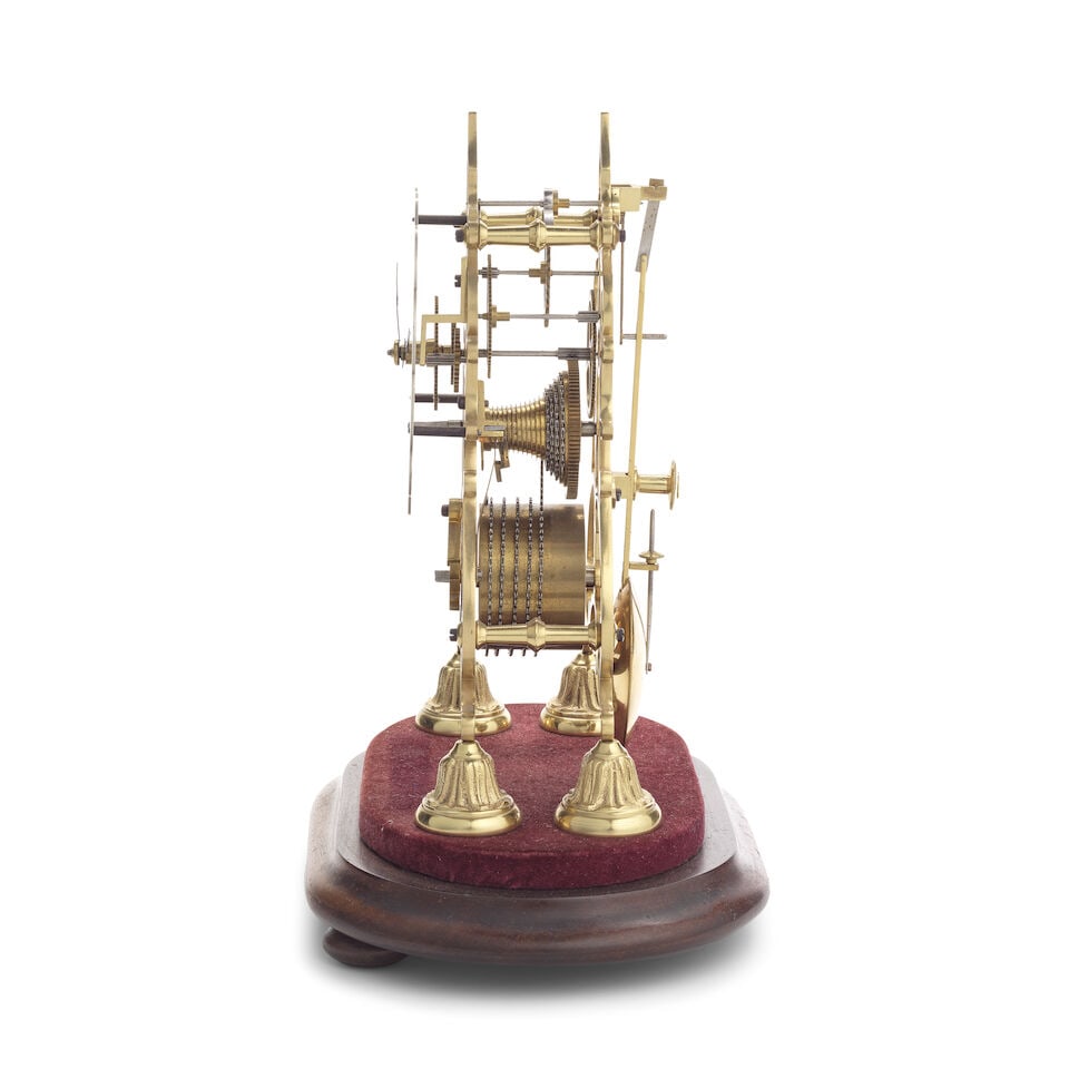 A 20th century brass single fusee skeleton clock Signed Charles Haddon, Taunton - 2