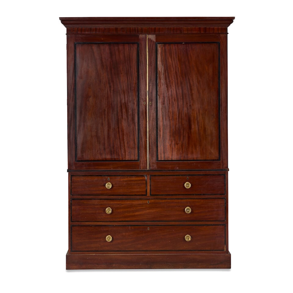 A near pair of Regency mahogany and ebonised banded linen presses 1815-1825 (2) - 3