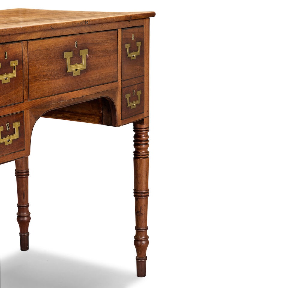 A rare Regency mahogany and ebonised line-inlaid campaign dressing/writing table 1805-1820 - 2