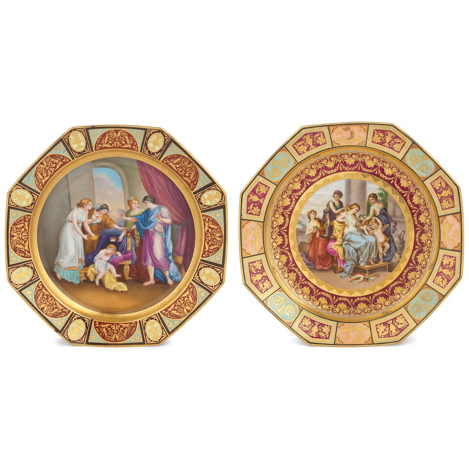 Two early 20th century Vienna-style porcelain cabinet plates (2) (1 of 1)