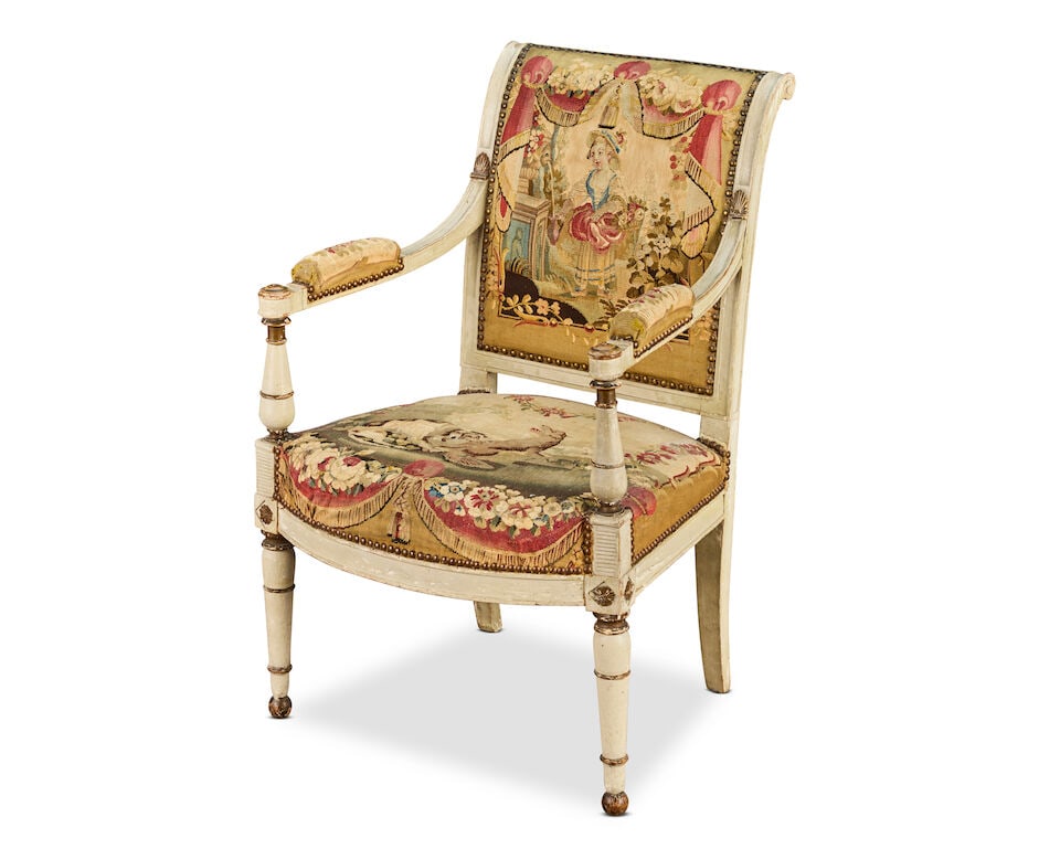 A set of six Empire or French early 19th century painted beech fauteuils retaining their origina... - 2