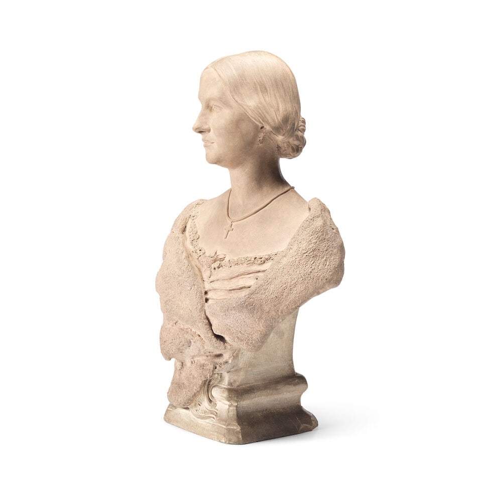Joseph Edgar Boehm (British, 1834-1890): A late 19th century terracotta bust of a lady - 4