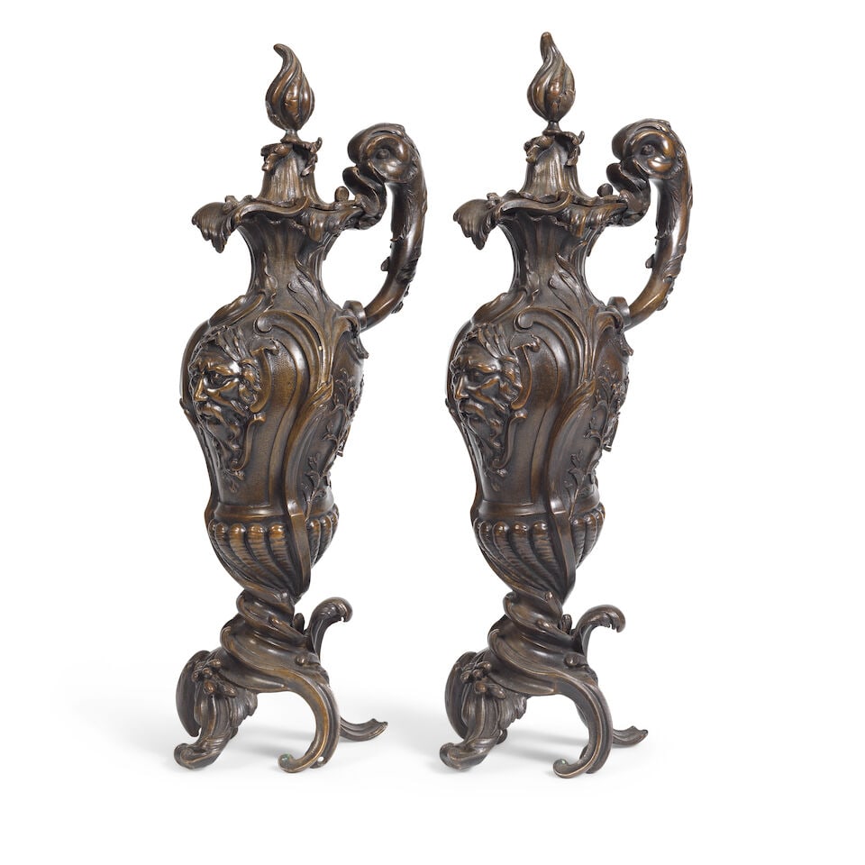A pair of late 19th century French patinated bronze garniture urns In the Rococo taste - 2