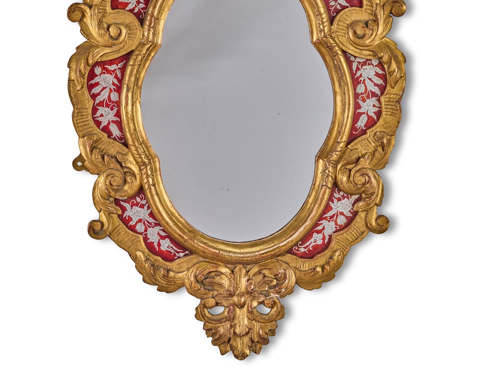 A pair of giltwood and verre églomisé decorated marginal mirrors (2) - 3