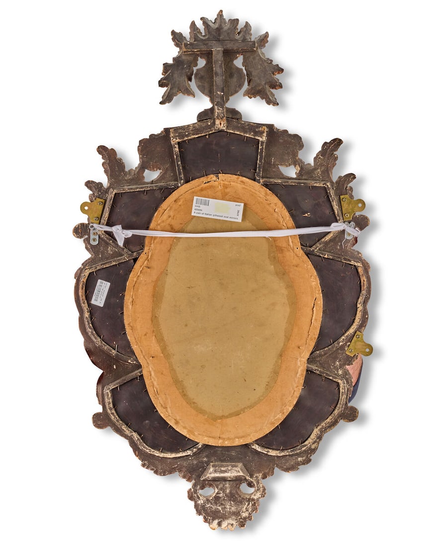 A pair of giltwood and verre églomisé decorated marginal mirrors (2) - 5