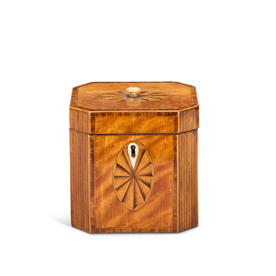 Two George III and later marquetry inlaid tea caddys (2) - 2