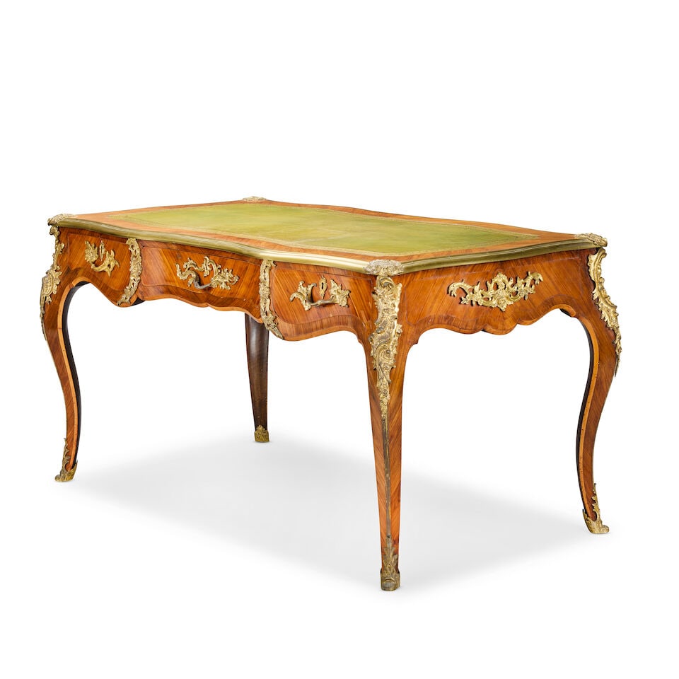 A mid Victorian ormolu mounted kingwood and rosewood bureau plat or writing tableIn the Louis XV... - 5