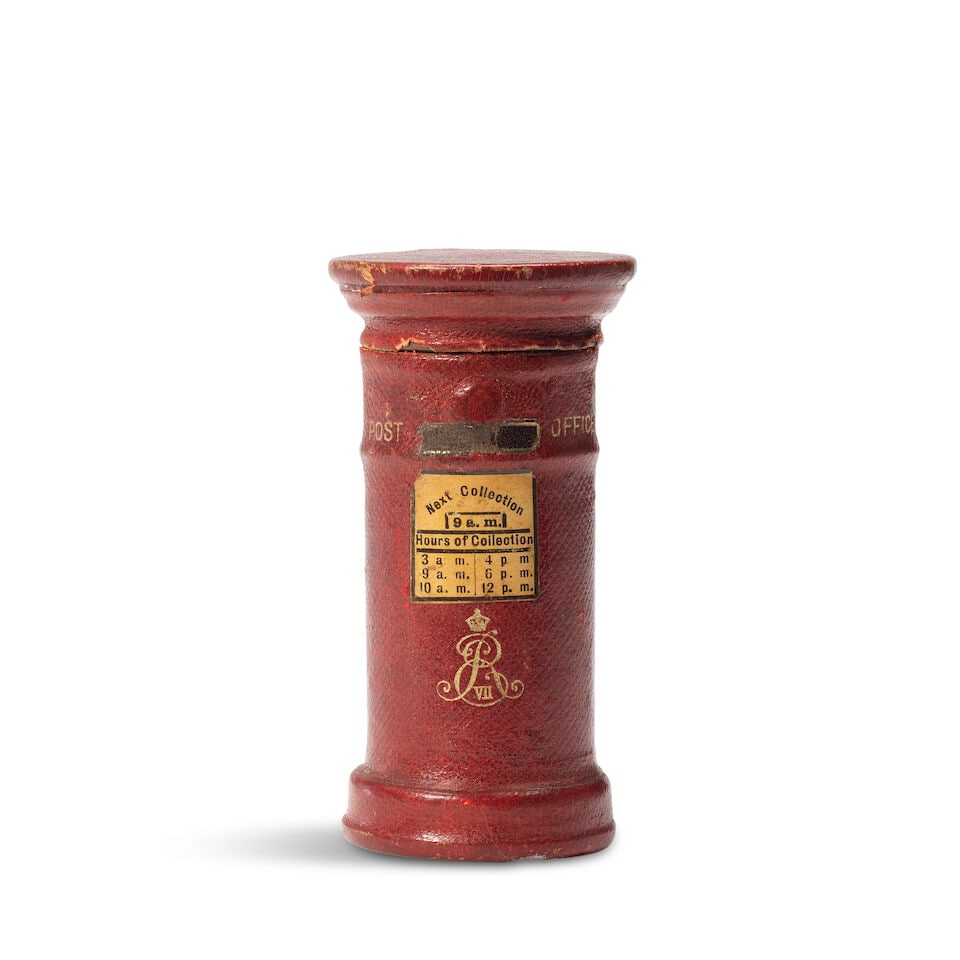 An Edwardian novelty inkwell in the form of a miniature pillar box - 2