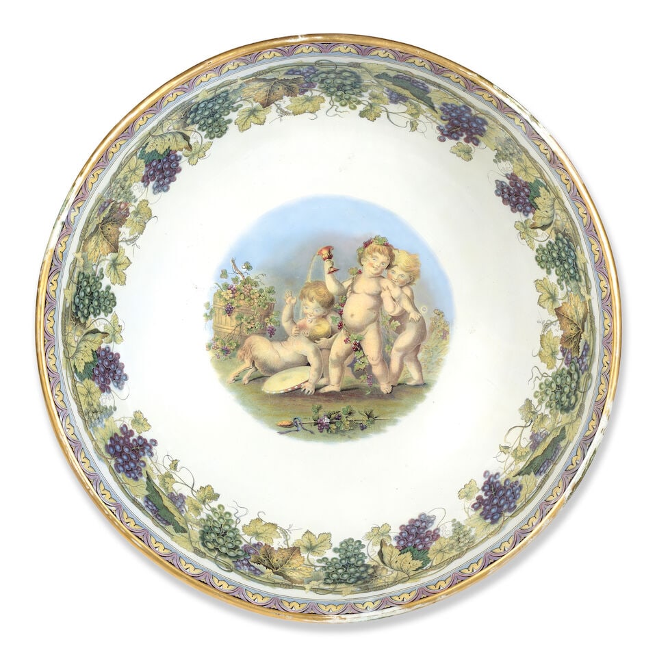 A large late 19th century Staffordshire pottery punch bowl - 2