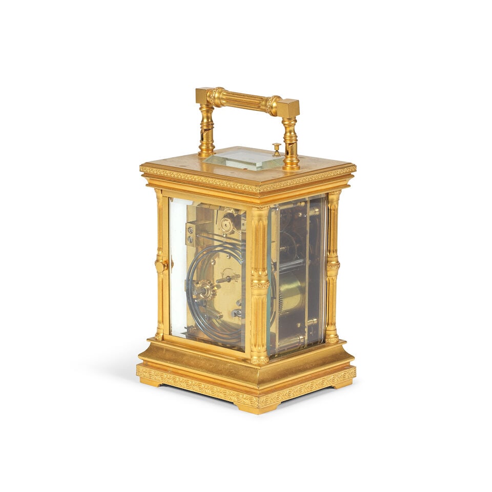 A early 20th century French striking carriage clock in original travel case Signed Couaillet - 2