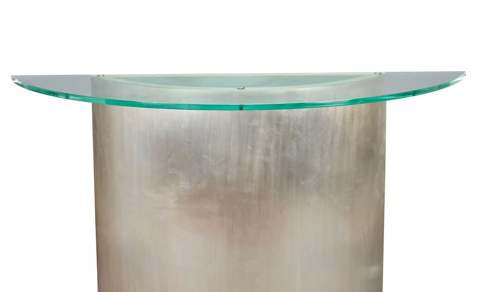 A steel and glass dining table designed by Nicky Haslam together with a matching console table (2) - 4