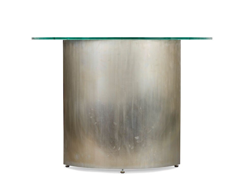 A steel and glass dining table designed by Nicky Haslam together with a matching console table (2) - 6