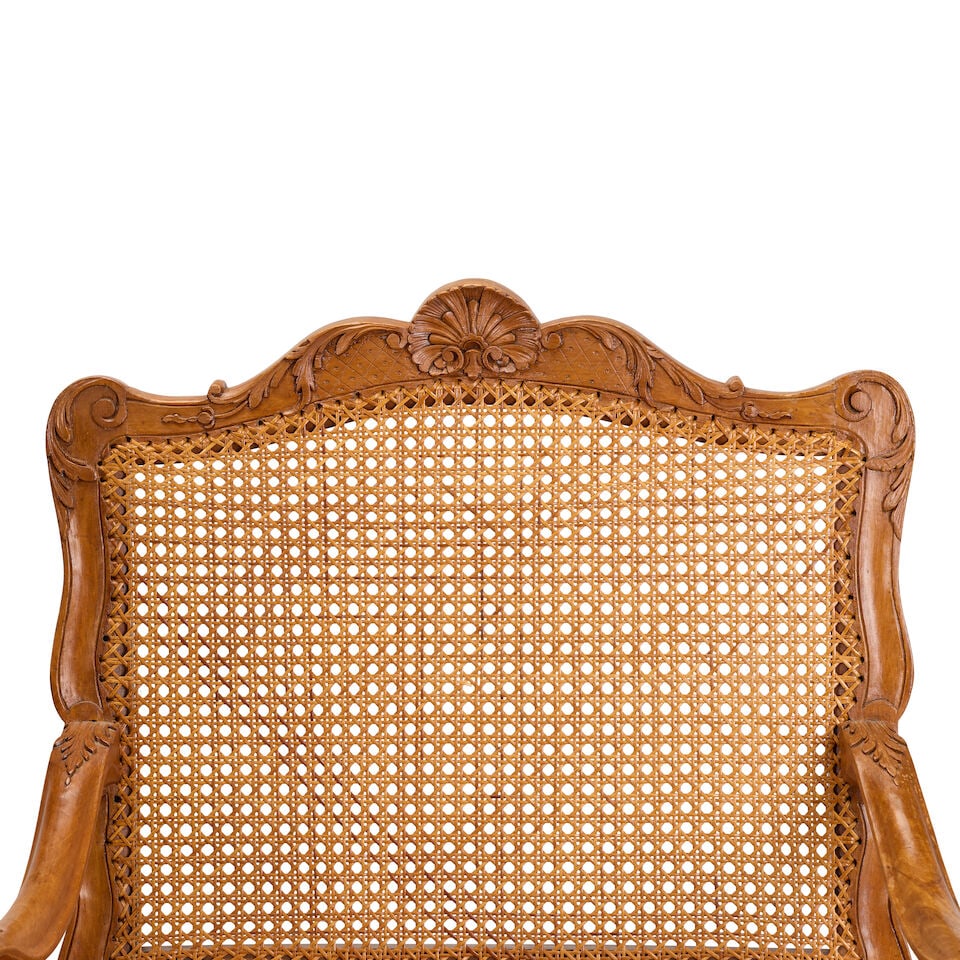 A pair of French 19th century Regence style stained beech fauteuils Both stamped: 'Pere Gourdin'... - 3