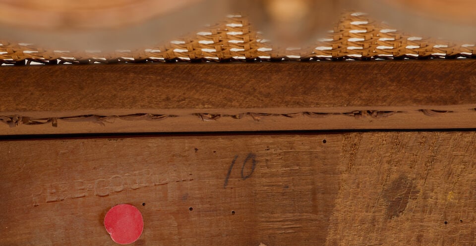 A pair of French 19th century Regence style stained beech fauteuils Both stamped: 'Pere Gourdin'... - 7
