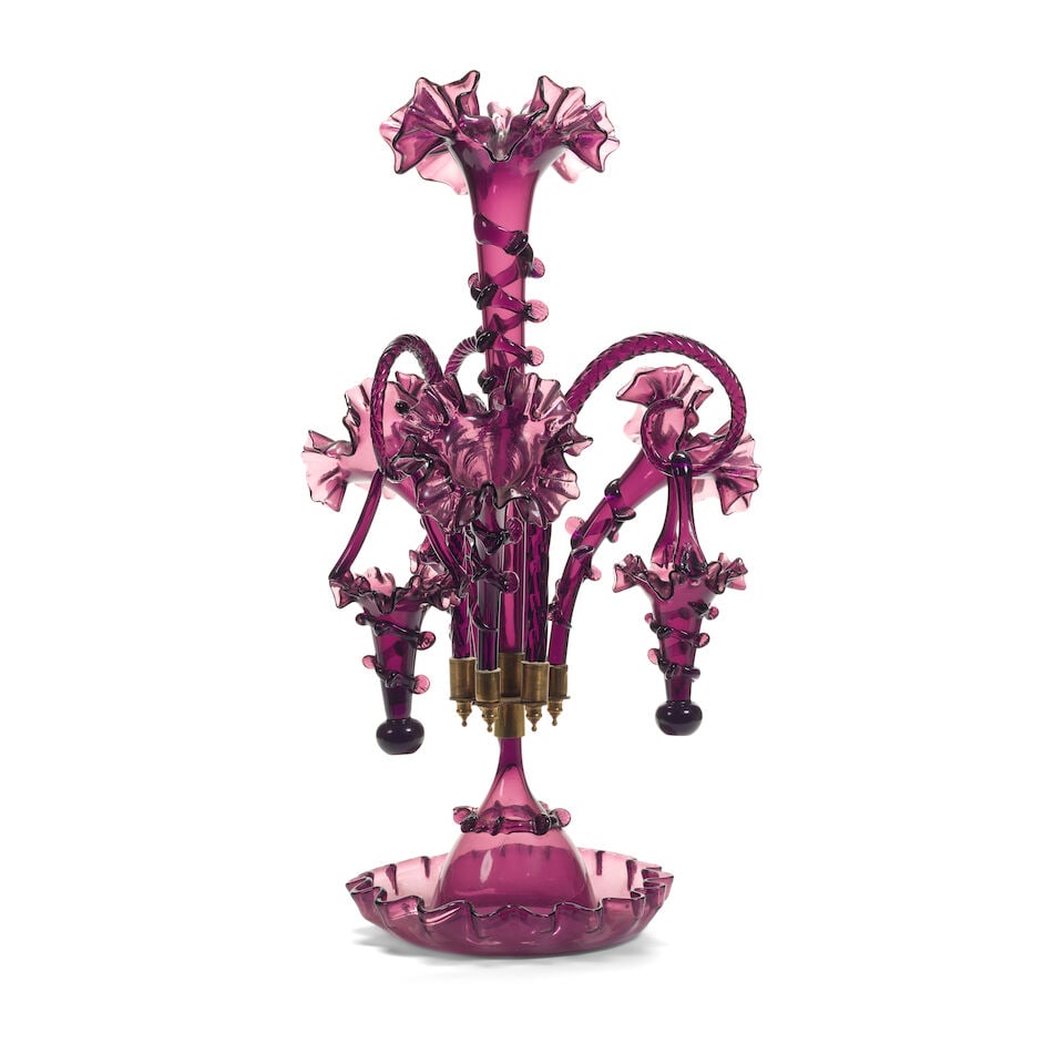 An amethyst glass epergne In the Victorian style - 2